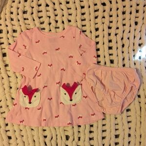 Jumping Beans Light Pink Kids Top with Fox Design With Matching Bloomers